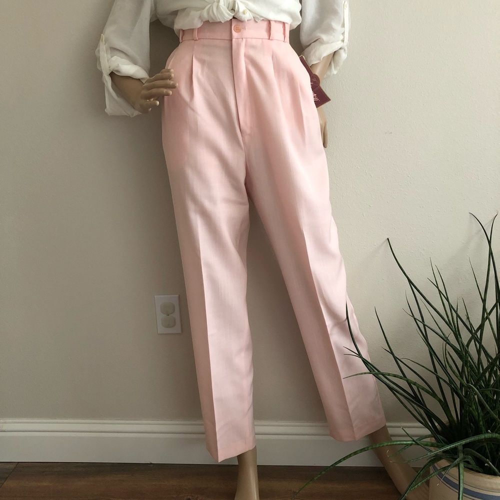 VINTAGE High waist pleated front linen look pant